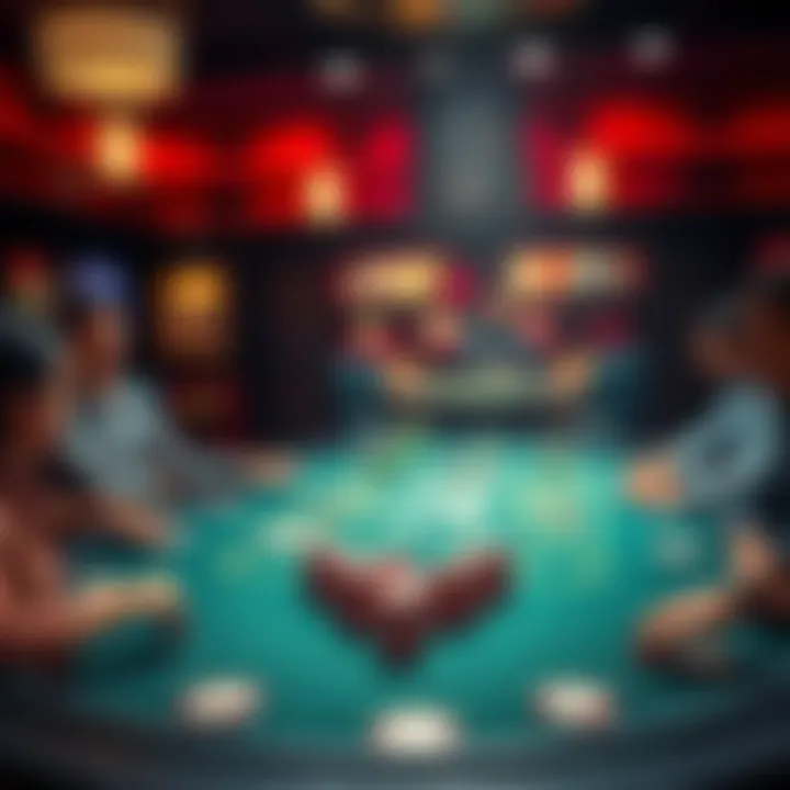 A poker table set up for Omaha 8 with players engaged in the game