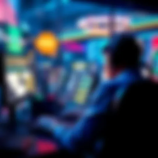 A person sitting at a computer, engaged in an online casino game, with chips and cards on the screen, reflecting their expectations and behavior.