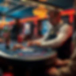 An online dealer engaging with players while hosting a Blackjack game session, showcasing cards and a game table.