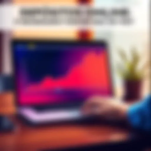 Illustration showing a laptop with a financial graph and a person considering different deposit options.