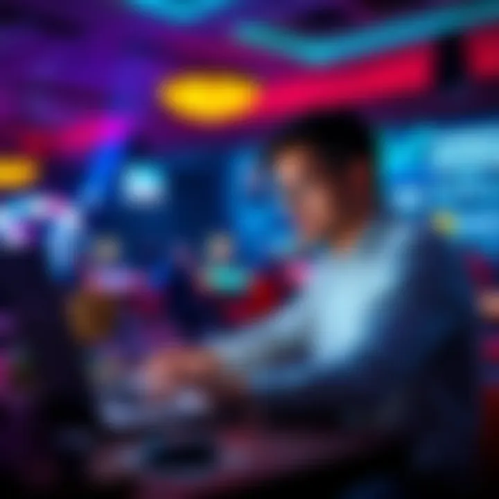 A person using a laptop to explore online gambling sites, with a thoughtful expression