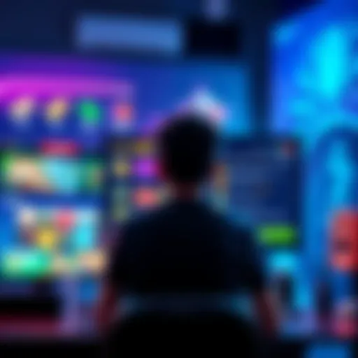 A person sitting at a computer, looking at a gaming website with safety icons and bonus information on the screen.