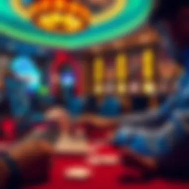 A person playing poker at an online casino with a laptop and cards on the table.