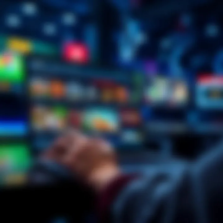 A person using a laptop to explore online betting sites with various games displayed on the screen.