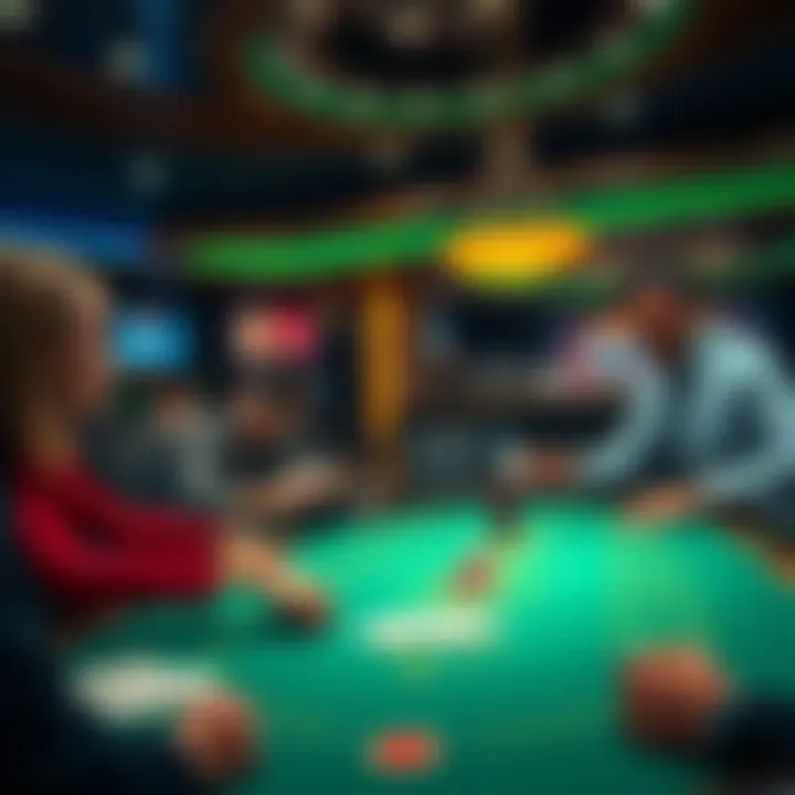 A gameplay scene showing an online blackjack table with players looking concerned about the outcomes