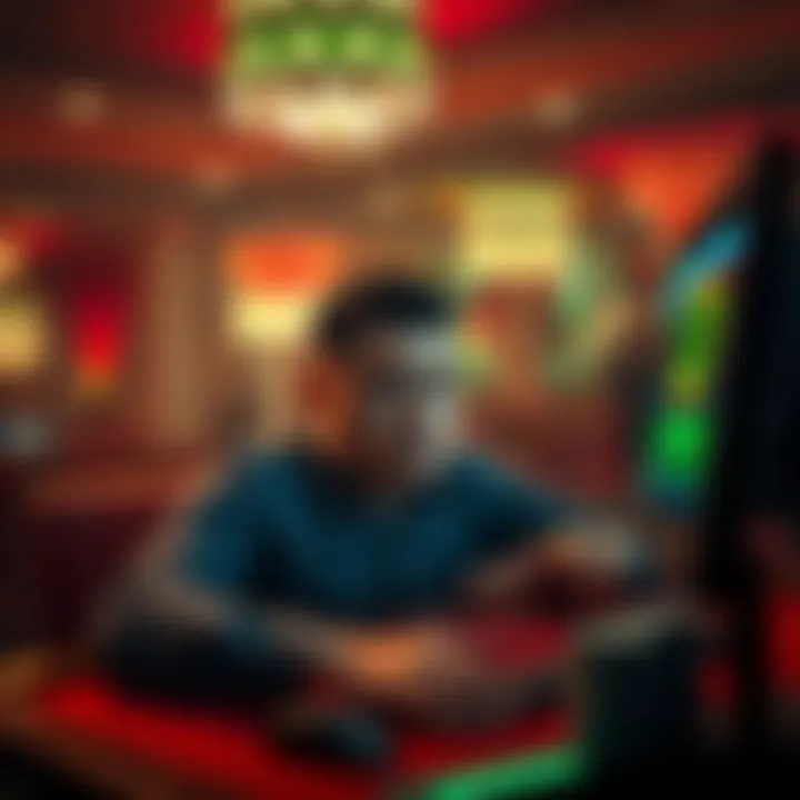 A person looks worried while playing baccarat on a computer, showing signs of loss and frustration.