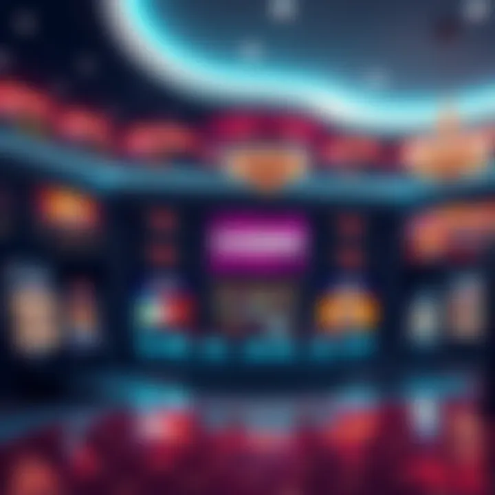 Online Casino Lobby Design Illustration showing a well-designed online casino lobby with user-friendly menu and vibrant slot games displayed.