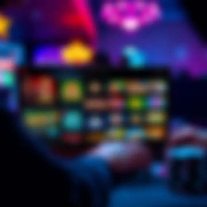 Online Casino Recommendations A person looking at a laptop screen with various online casino options and games displayed.