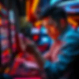 Online gambling addiction A person looking stressed while checking their online gambling account, symbolizing the struggle with addiction and debt.