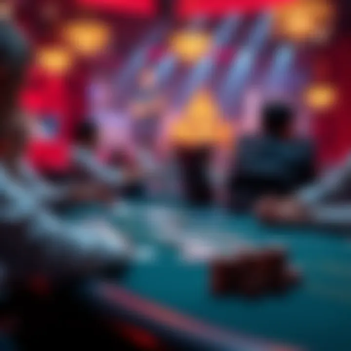 A live dealer at an online poker table, players are focused on their cards, showcasing card counting strategy