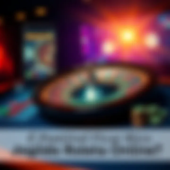 A colorful online roulette table with a spinning wheel and betting chips, showcasing the excitement of gambling.