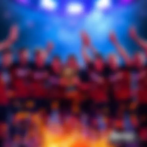 Optic team celebrating victory The Optic team rejoicing after winning a tournament, holding a trophy and smiling