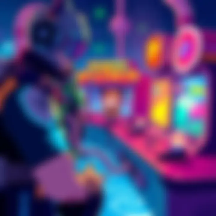 Colorful scene showing characters from the original Pump game engaging in gameplay