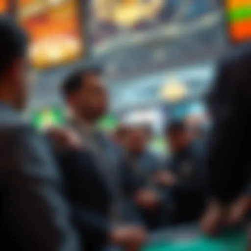 A player from Orleans talks to a crowd, pointing to staff members and dealers, showing visible frustration.
