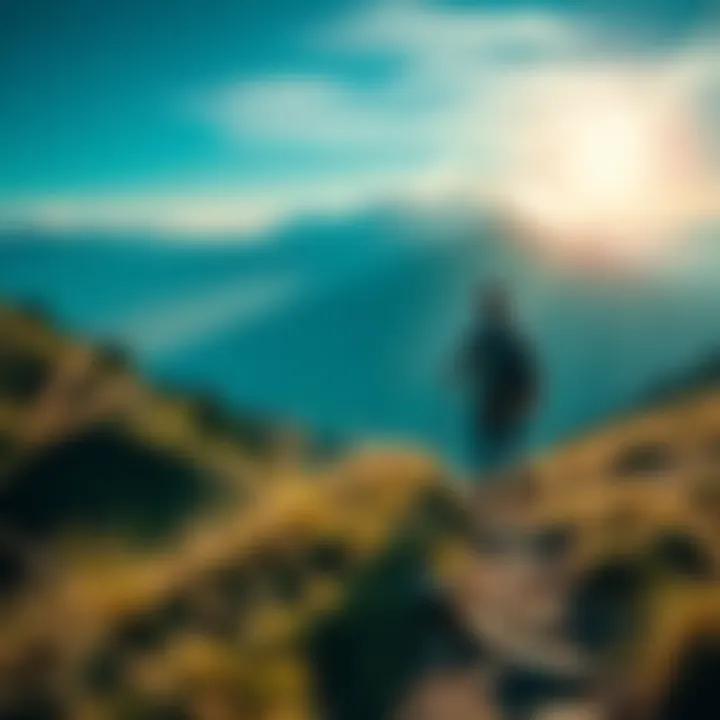 Outdoor adventure A person hiking on a mountain trail enjoying the view