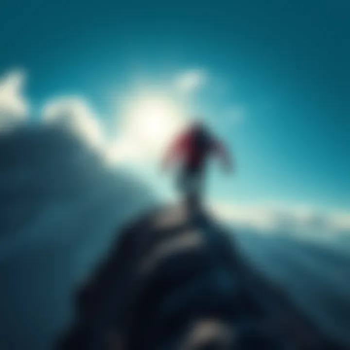 A person climbing a steep mountain with determination, representing overcoming difficult challenges.