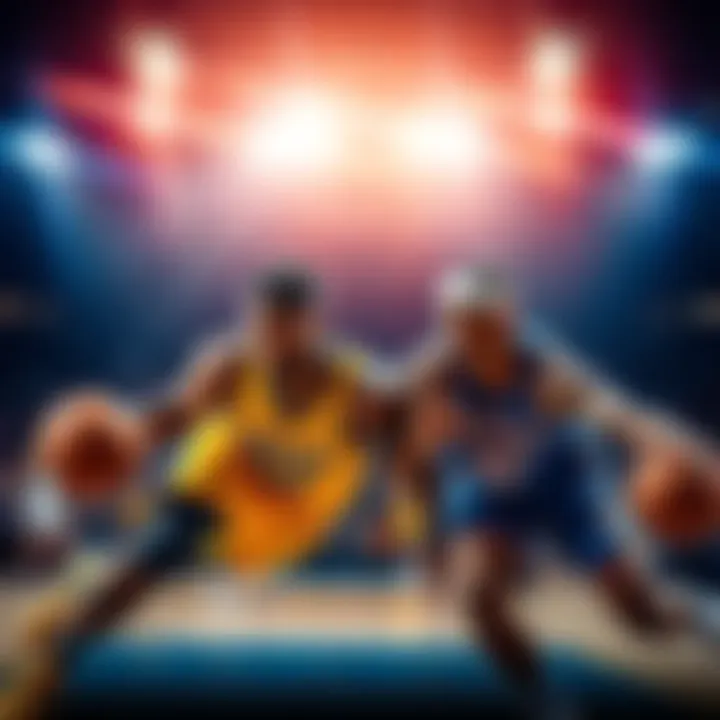 Players from Pacers and Thunder compete during a basketball game, showcasing intensity and skill.