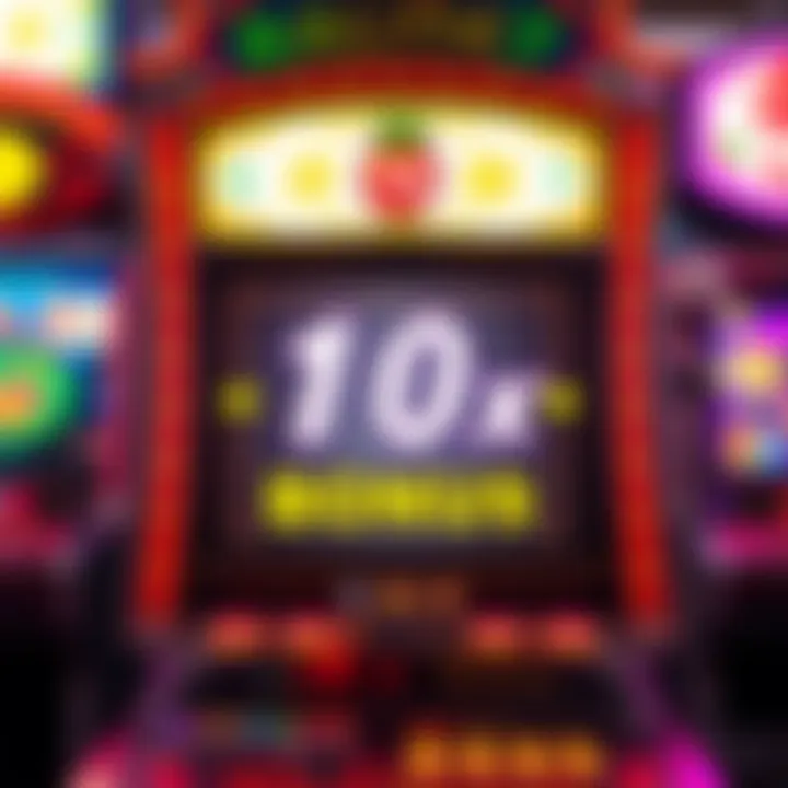 Pachinko machine with 10x bonus display Close-up of a Pachinko machine showing a bright 10x bonus, attracting players with colorful lights and sounds