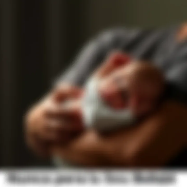 A caring parent cradles a baby in their arms, ensuring safety and comfort while looking attentive and vigilant.