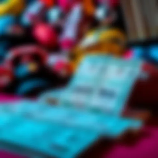 A display of winning parlay bets with highlighted nearly winning tickets and sports gear in the background