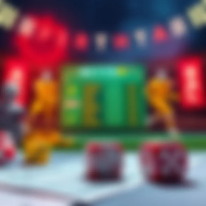 Parlay Betting Options An illustration showing various betting options and tips for parlay bets, with dice and a betting slip in the foreground