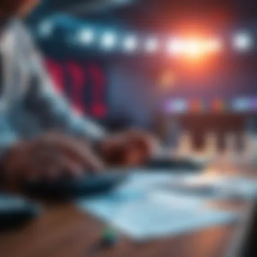 Parlay Betting Strategy A person placing a parlay bet on multiple sports events, with betting slips and a calculator on a table.