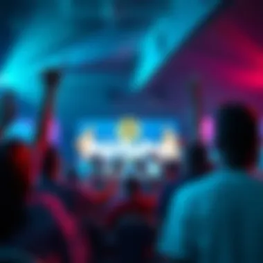 People excitedly watching a screen showing the contest results for Perfeito 9