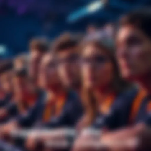A group of focused participants getting ready for a competition with serious expressions and tension in the air.
