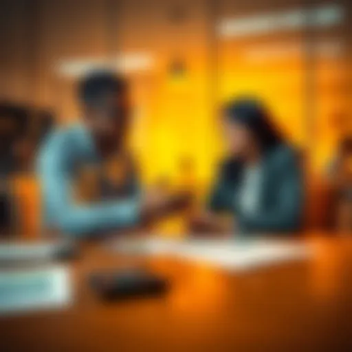 Partnership for Investment Two people discussing a partnership to double their investment money at a table with financial documents and a calculator