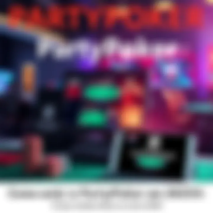 A visual representation of PartyPoker's evolution from 2000 to 2025, showcasing online poker games on a computer and mobile device