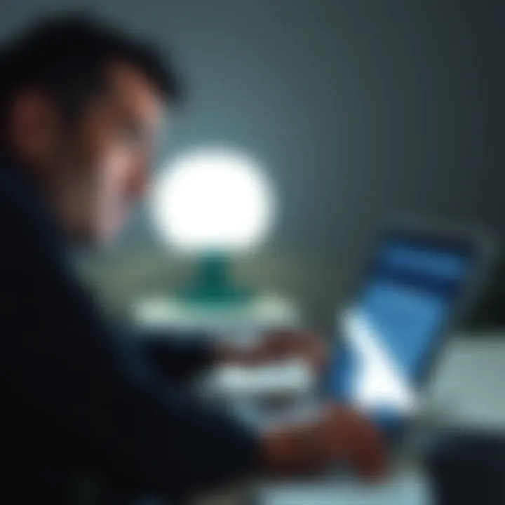 Payment confusion A frustrated person looking at a laptop screen with a confused expression about a missing payment