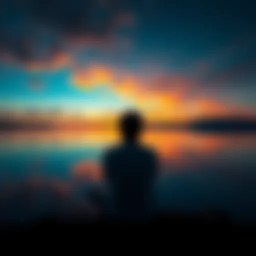 A person sitting by a calm lake, looking introspective as the sun sets, symbolizing the journey to inner peace from anger.