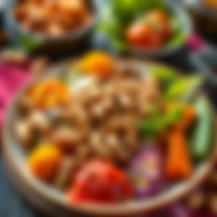 A colorful plate featuring various dishes made with peanuts, highlighting their versatility in food.