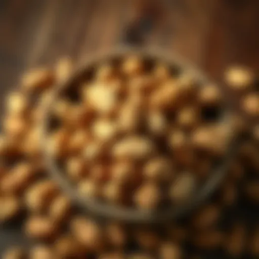 Peanuts in a Bowl A bowl filled with roasted peanuts, showcasing their texture and color, perfect for snacking.