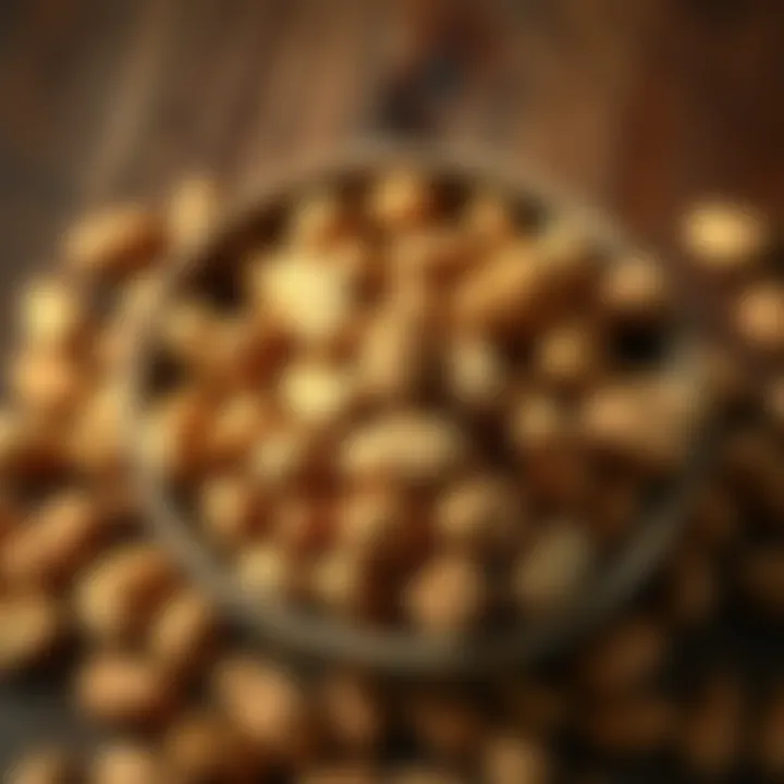 Peanuts in a Bowl A bowl filled with roasted peanuts, showcasing their texture and color, perfect for snacking.