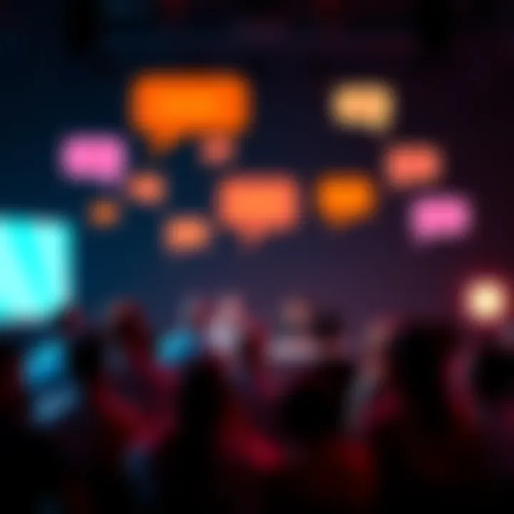 A group of people engaged in a lively online debate, with speech bubbles showing different opinions