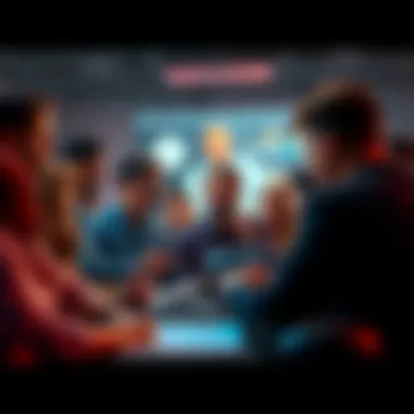 A group of people discussing opinions in an online forum, showcasing a mix of emotions like disagreement and agreement.