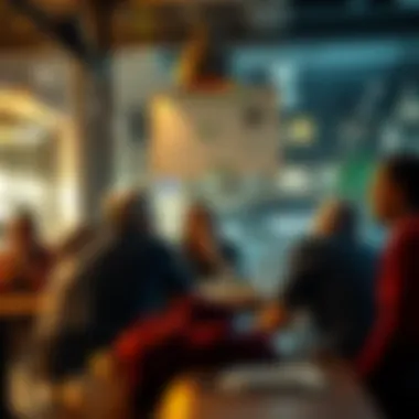 People discussing a controversial topic A group of people sharing opinions at a coffee shop, showcasing diverse views on a controversial issue