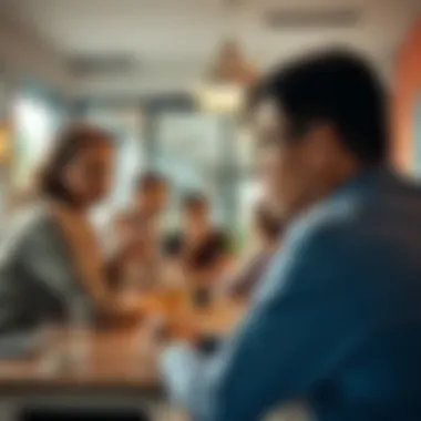 Group of people gathered around a table, expressing dissatisfaction and discussing LHW issues in a casual setting