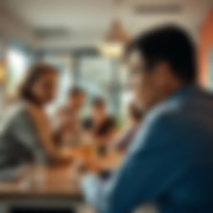 People discussing frustrations Group of people gathered around a table, expressing dissatisfaction and discussing LHW issues in a casual setting