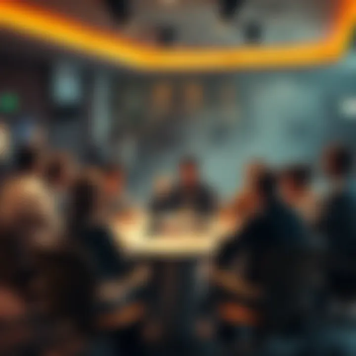 A diverse group of people engaged in a lively discussion at a round table, sharing ideas and opinions