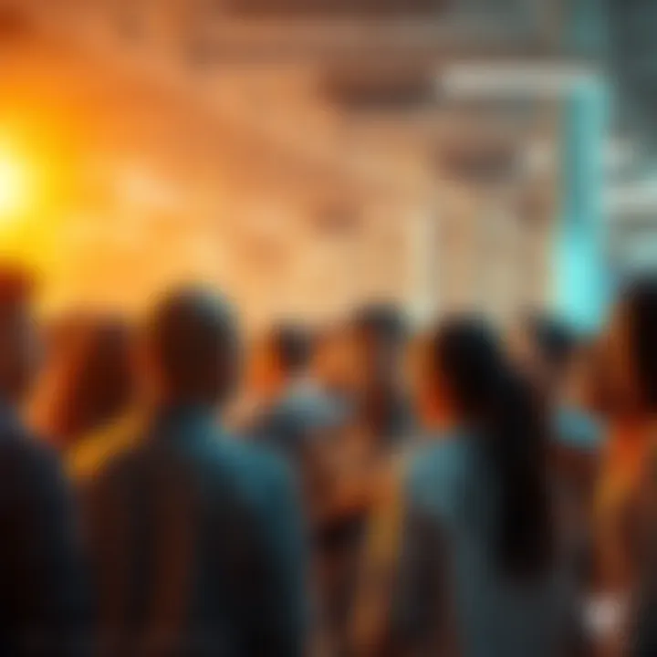 A group of people are gathered, looking puzzled and talking about a monthly payment issue.