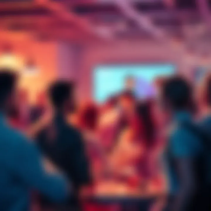 A group of people sharing their thoughts on the new postly tool during a gathering