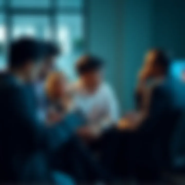 A diverse group of people engaged in a thoughtful discussion about current social challenges