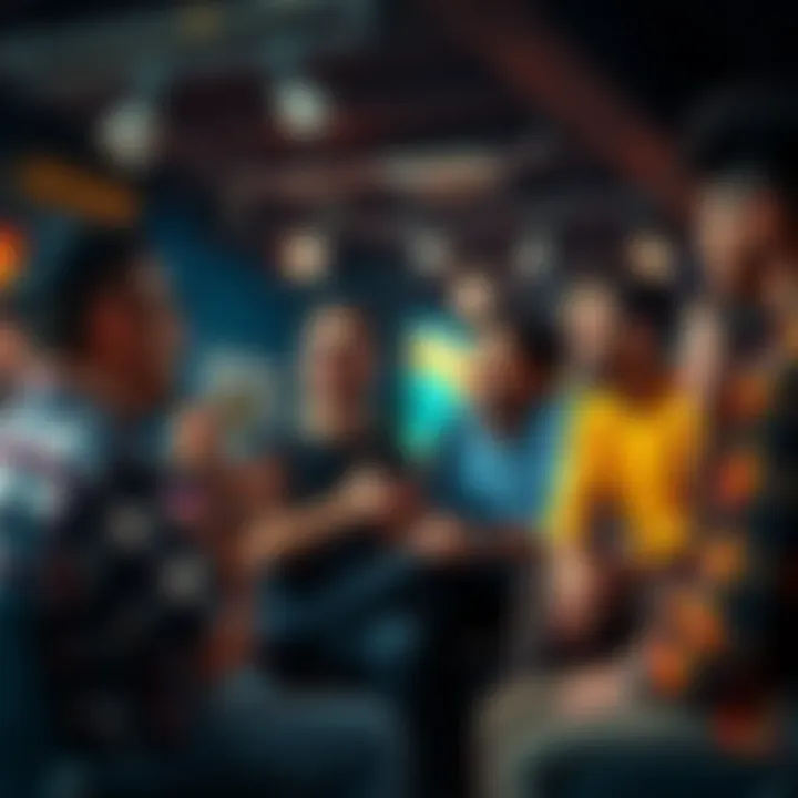 A group of diverse people sharing thoughts on social connections and authenticity in a casual setting