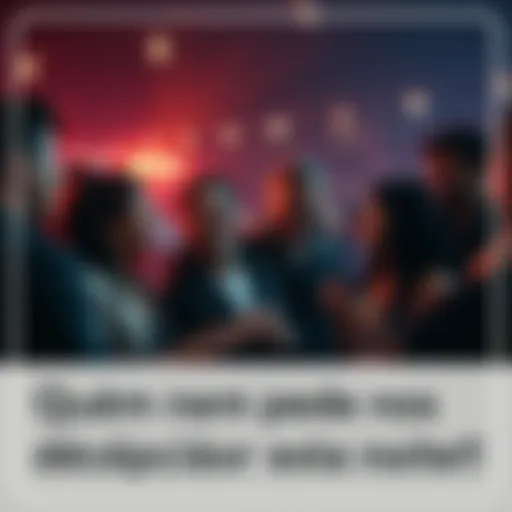 A group of friends chatting and laughing under dim lights at a night event, showcasing a mix of excitement and anticipation.