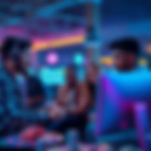 A group of friends gathered around a computer, excitedly watching online casino games and discussing strategies