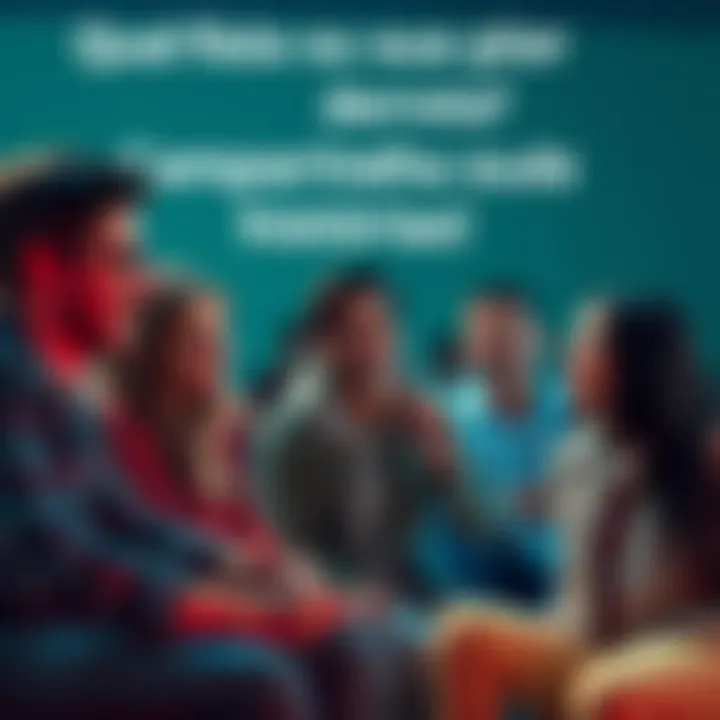 A group of people sitting together, sharing their stories of defeats and losses, with expressions of empathy and understanding