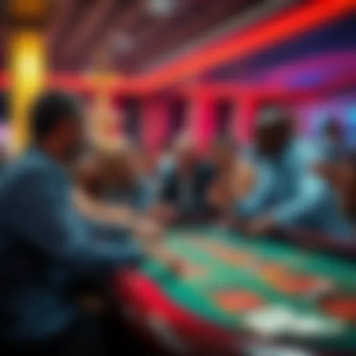A group of people excitedly placing bets at a casino table, showcasing the thrill of gambling.