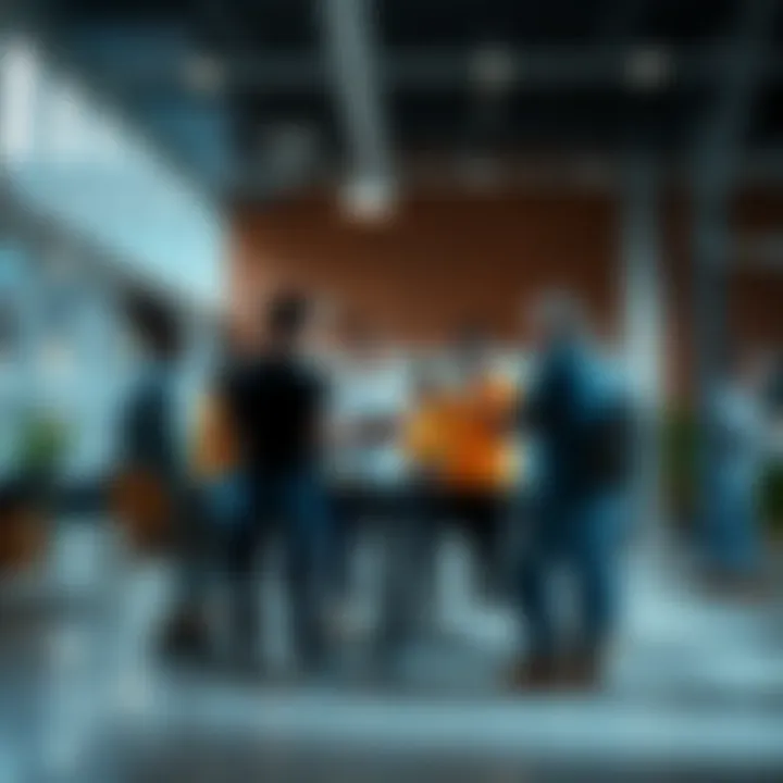 A group of people brainstorming ideas in a bright room, showcasing collaboration and innovation.
